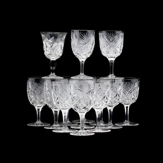 assembled-set-of-14-cut-glass-wine-stems