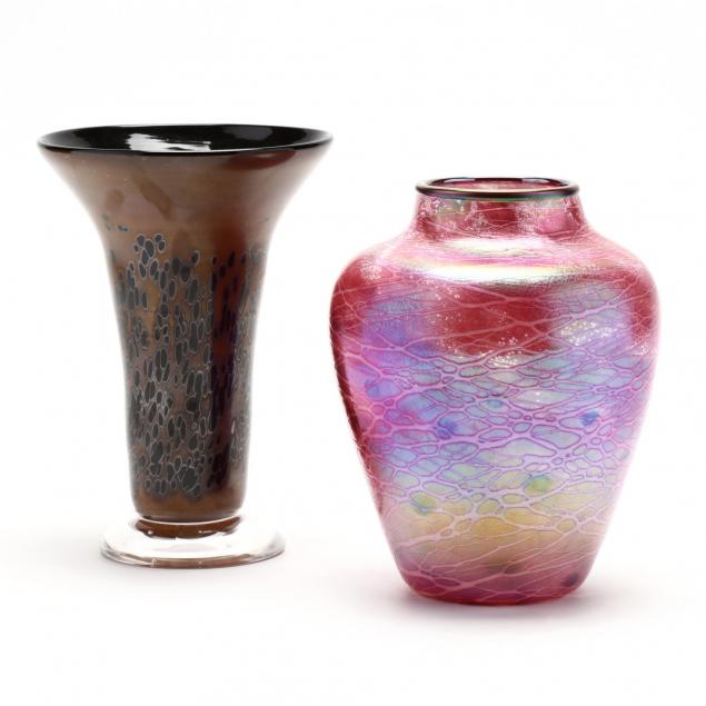two-artist-signed-glass-vases