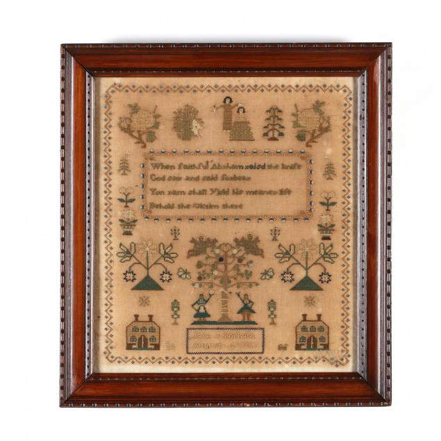 antique-needlework-sampler-english