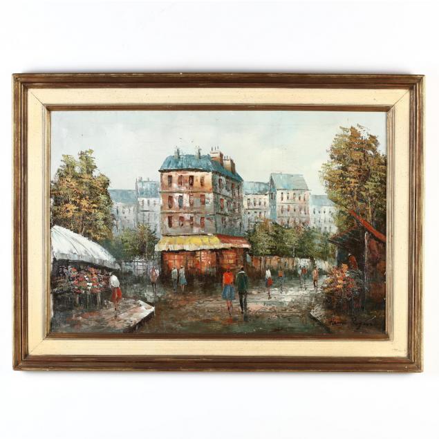 french-school-20th-c-a-large-parisian-street-scene