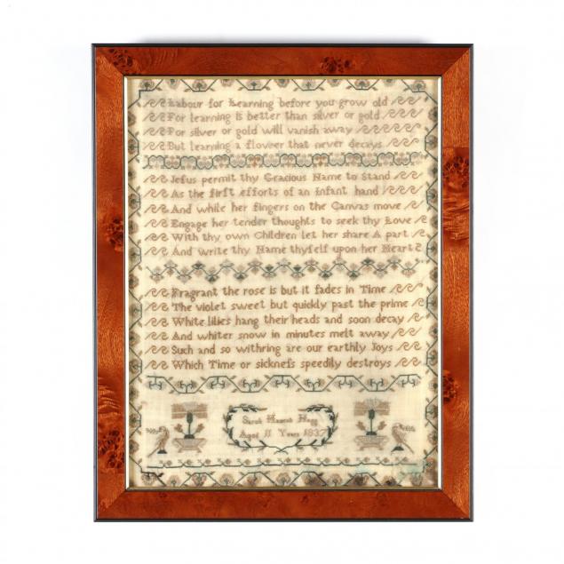 antique-needlework-sampler-english