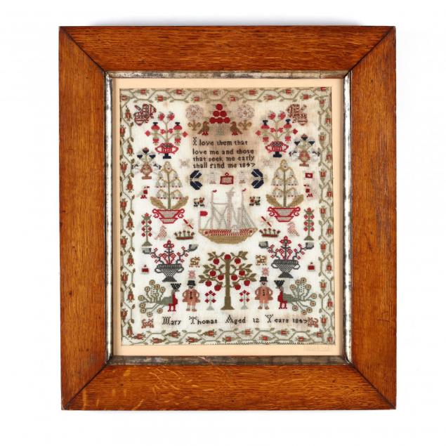 antique-needlework-sampler-english