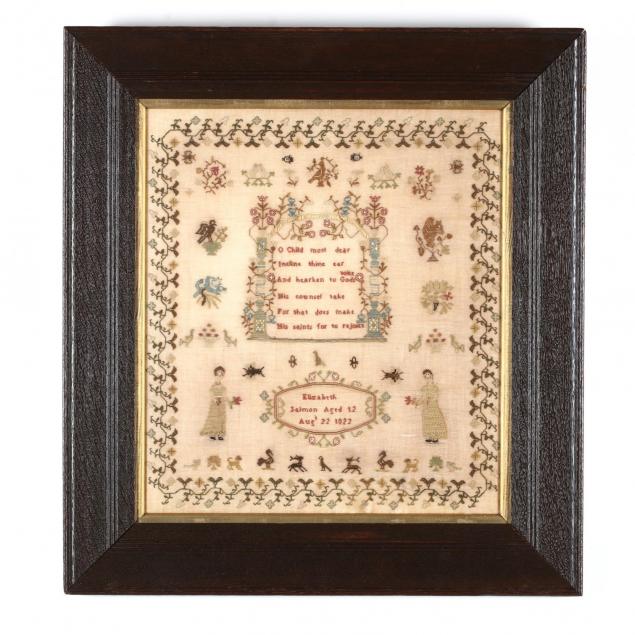 antique-silkwork-sampler-english