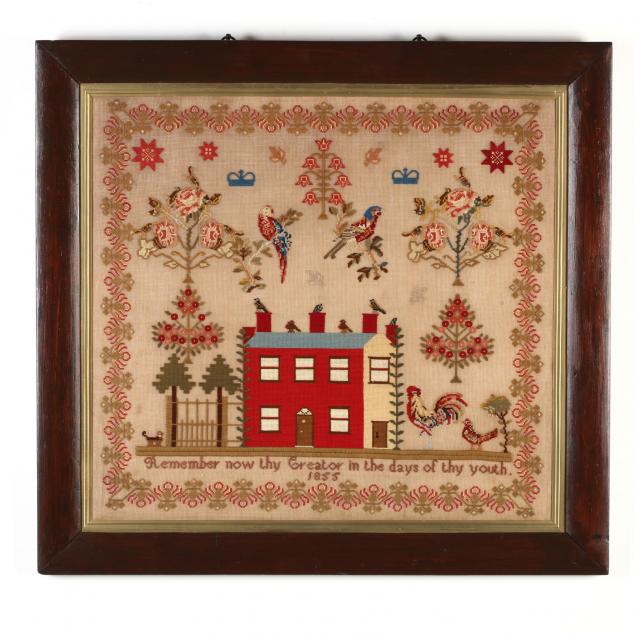 antique-needlework-sampler-english