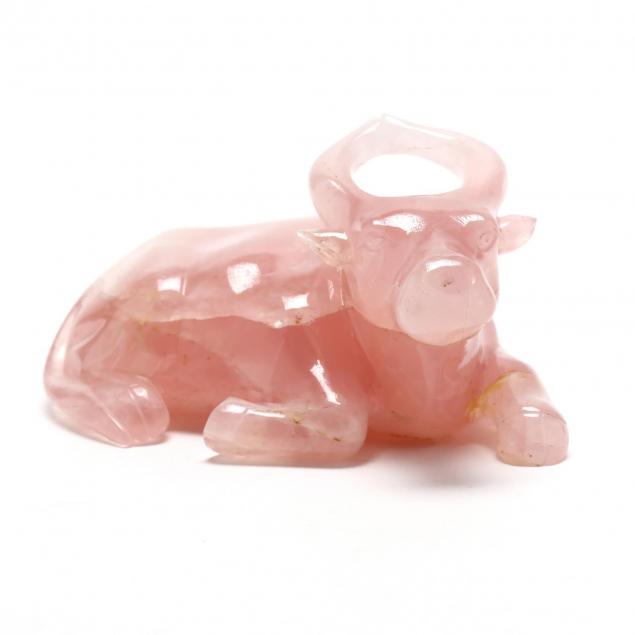 carved-rose-quartz-figure-of-an-ox