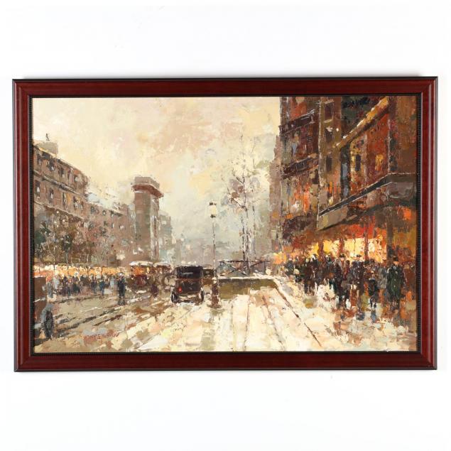 french-school-20th-c-large-impasto-parisian-street-scene-painting