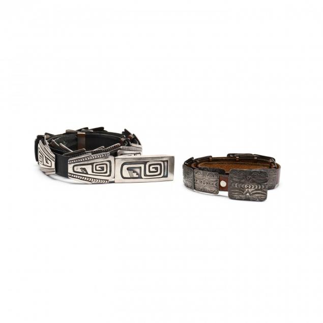 two-southwestern-silver-concho-belts