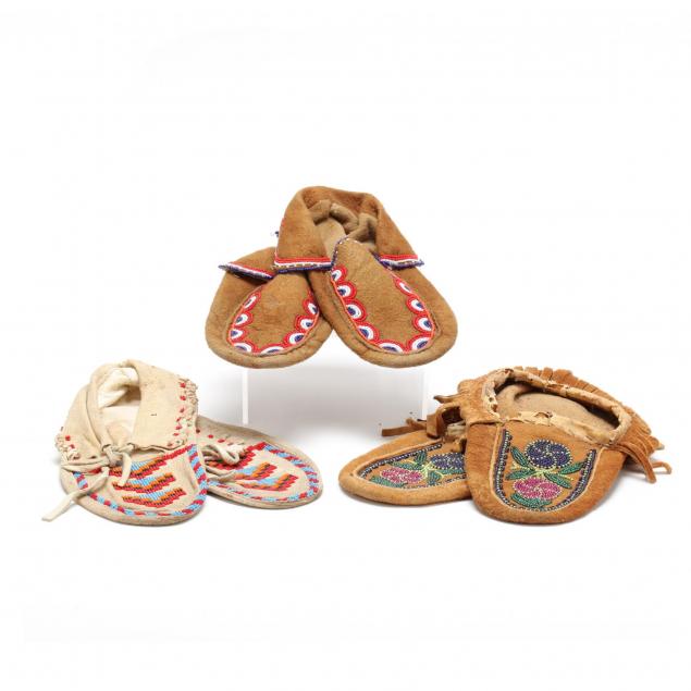 three-pair-of-vintage-sioux-beaded-moccasins