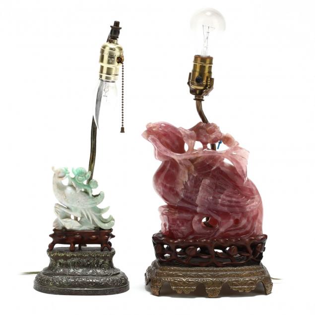 two-chinese-carved-stone-phoenix-and-flower-lamps