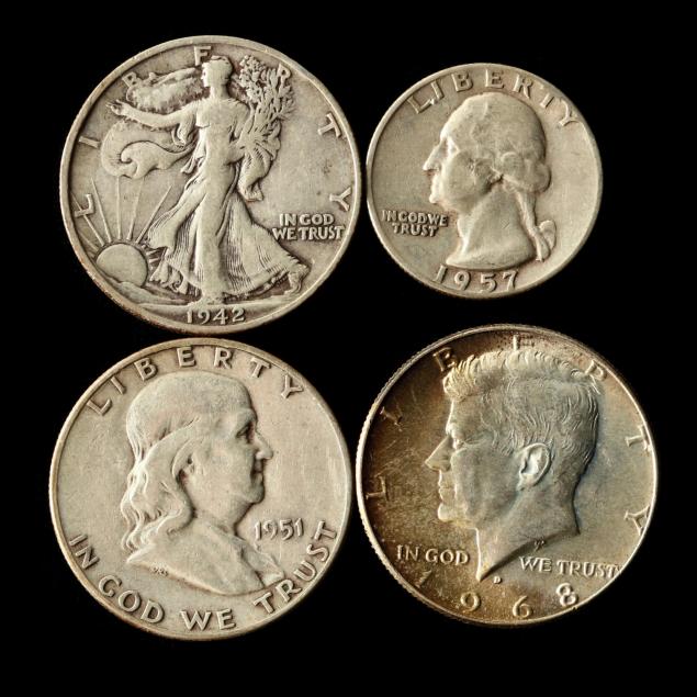 grouping-of-circulated-silver-quarters-and-halves