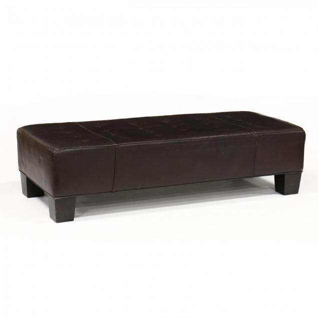 mitchell-gold-leather-upholstered-bench