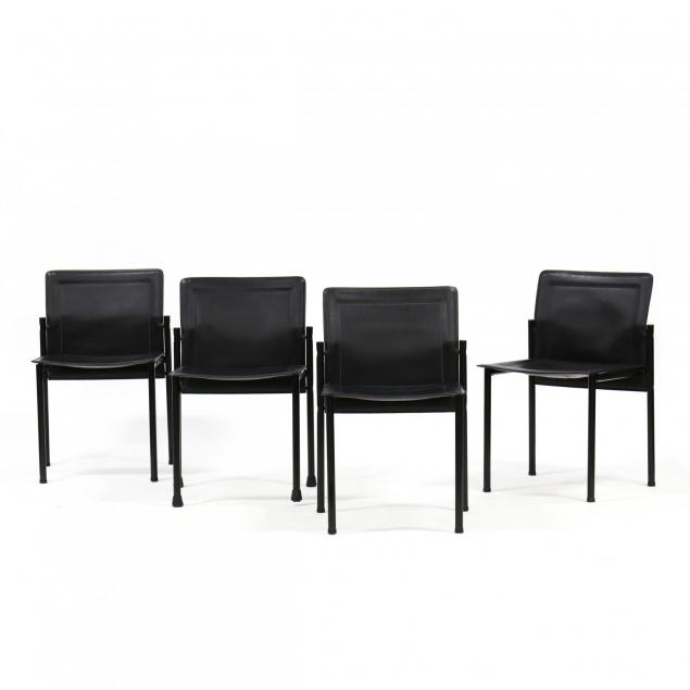set-of-four-leather-and-aluminum-side-chairs