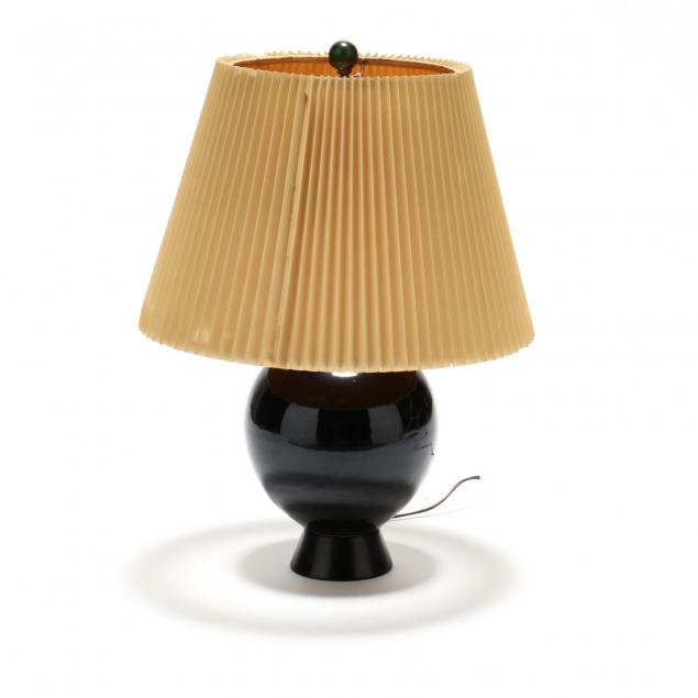 mid-century-black-glazed-pottery-table-lamp