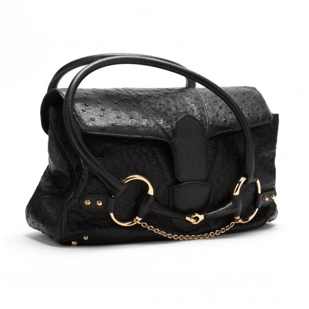 black-ostrich-leather-satchel-bag-gucci