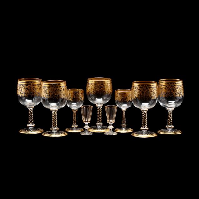 nine-antique-continental-gilt-crystal-stems