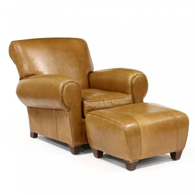 Mitc Gold Contemporary Leather, Contemporary Leather Chair And Ottoman