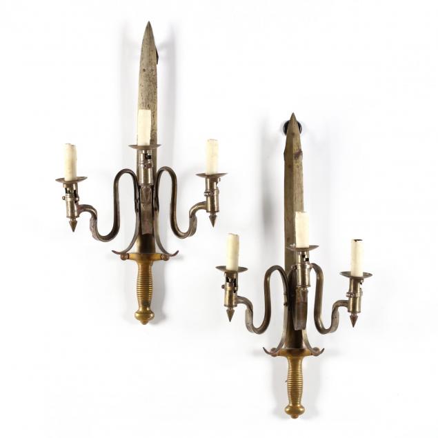 pair-of-converted-antique-militaria-wall-sconces