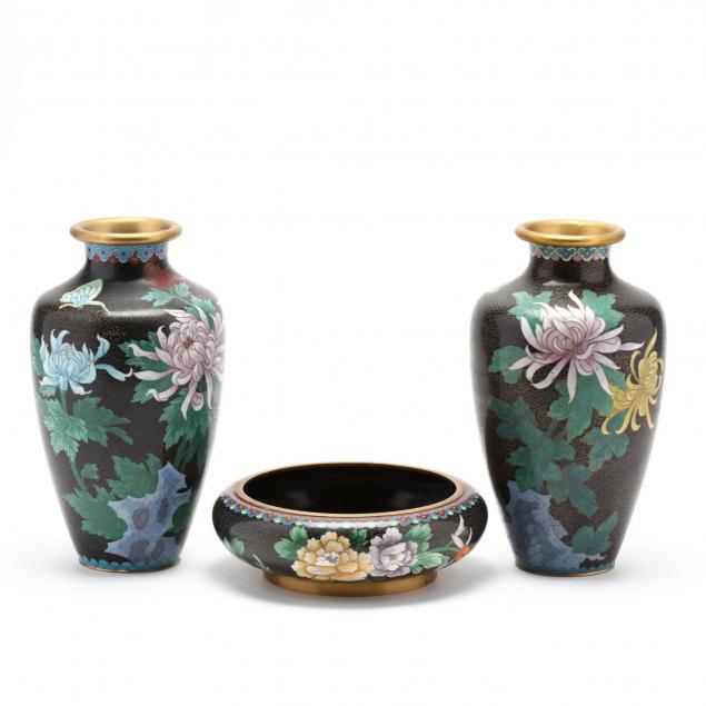 a-pair-of-chinese-cloisonne-vases-and-bowl