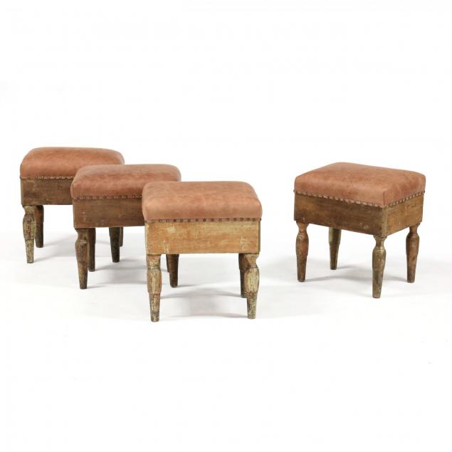 set-of-four-french-country-leather-upholstered-stools