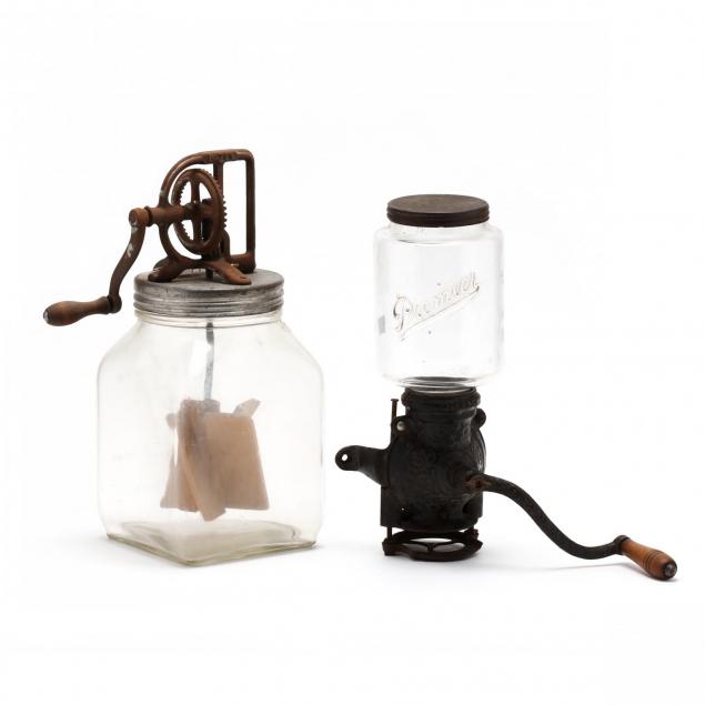 vintage-butter-churn-and-coffee-grinder