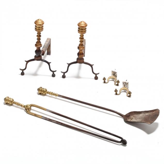 chippendale-brass-and-iron-fireplace-set