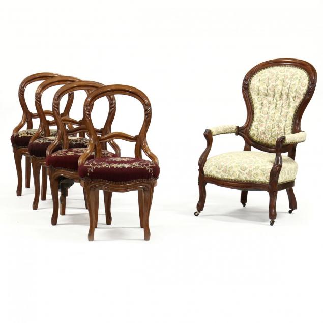 five-victorian-walnut-parlour-chairs
