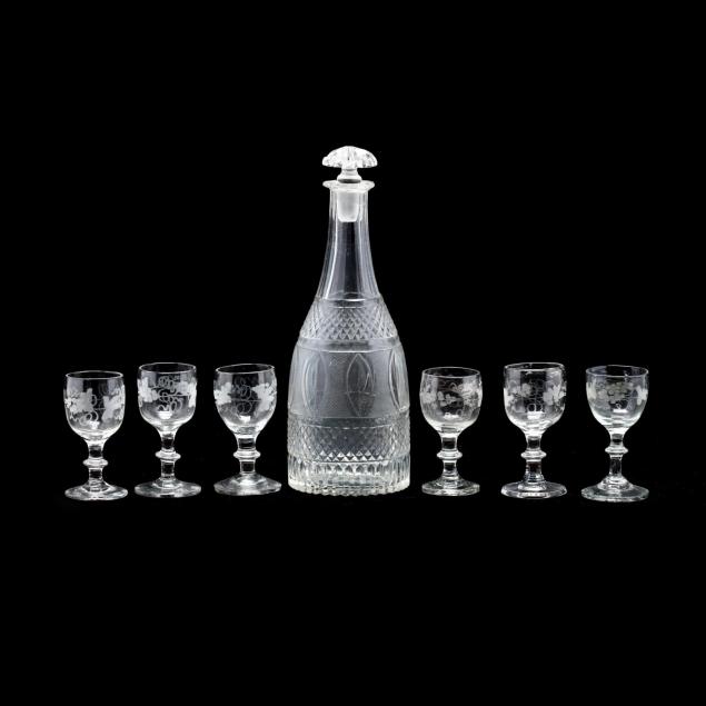 19th-century-cut-glass-decanter-and-cordials