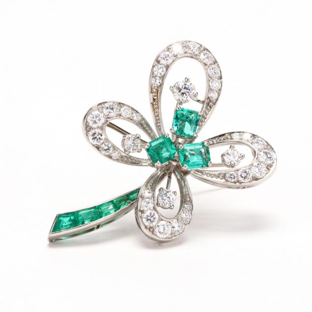 platinum-emerald-and-diamond-brooch