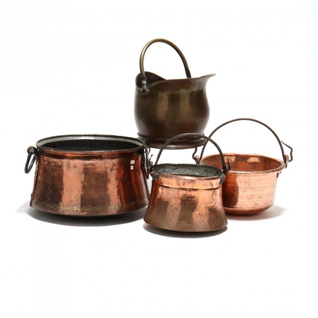 four-copper-and-brass-buckets