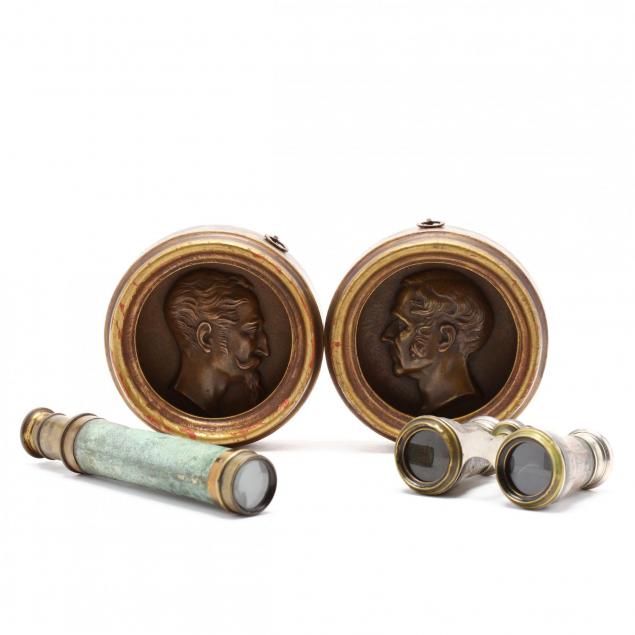 antique-opera-glasses-telescope-and-plaques