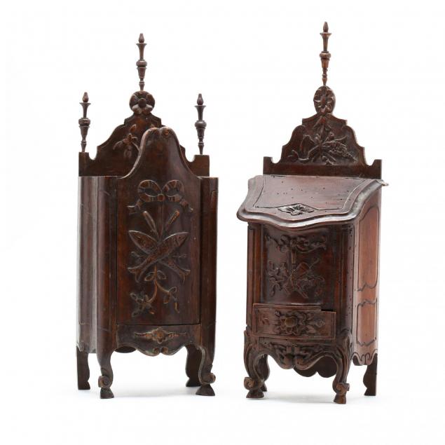 two-french-provincial-style-carved-walnut-candle-boxes