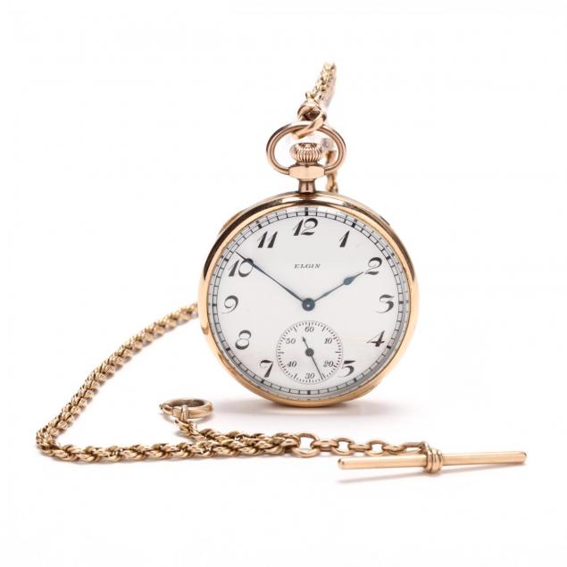 vintage-gold-filled-open-face-pocket-watch-with-gold-chain-elgin