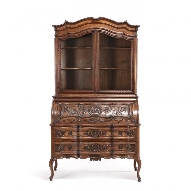 belle-epoque-relief-carved-c-scroll-secretaire-bookcase