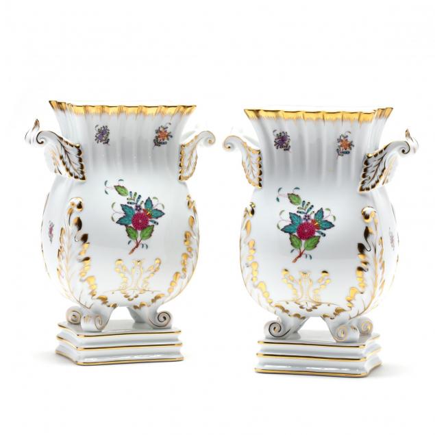 herend-pair-of-indian-basket-square-mantle-vases