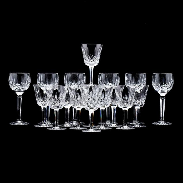waterford-large-group-of-lismore-crystal-wine-stems
