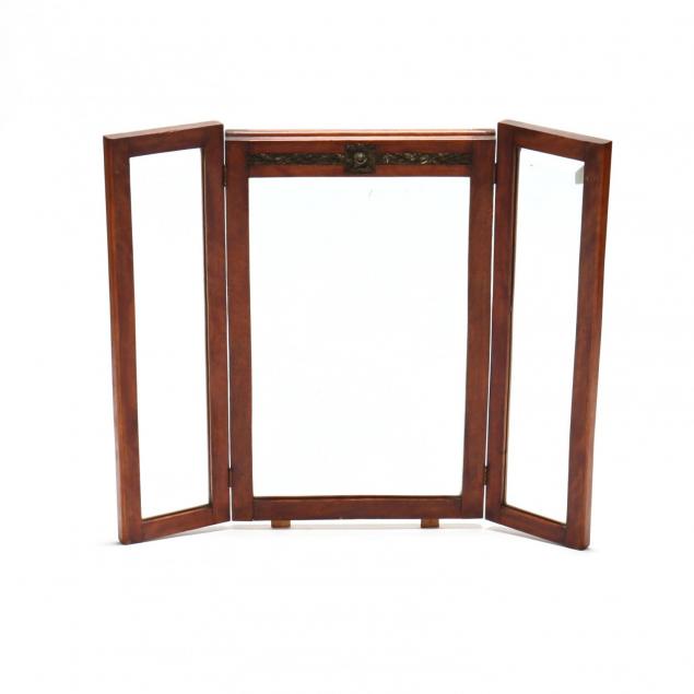 tri-panel-folding-beveled-mirror