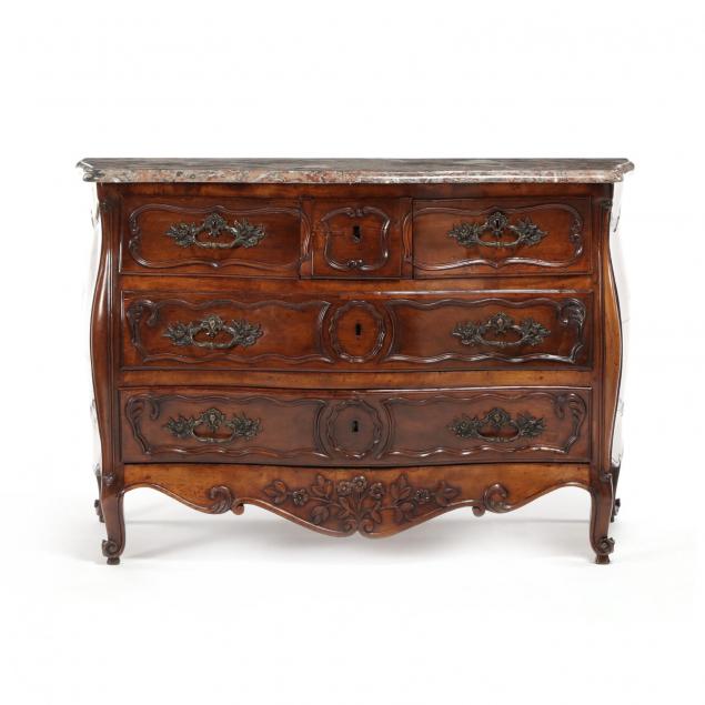 louis-xv-marble-top-walnut-commode