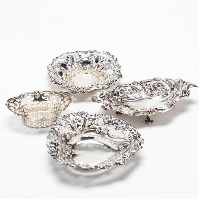 a-collection-of-five-sterling-silver-nut-dishes