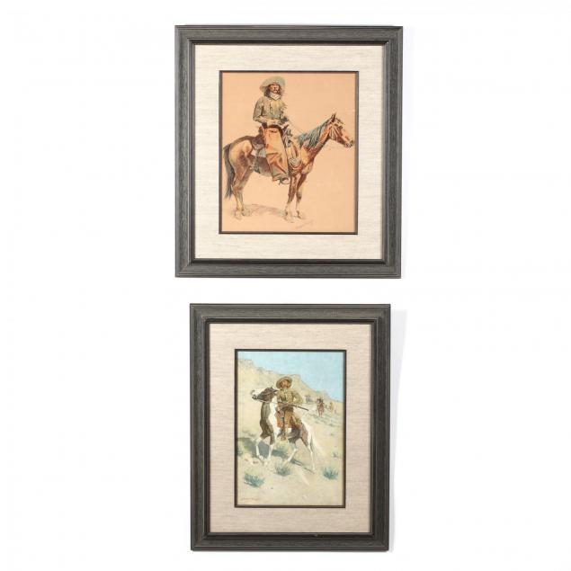 frederic-remington-american-1861-1909-two-cowboy-chromolithographs