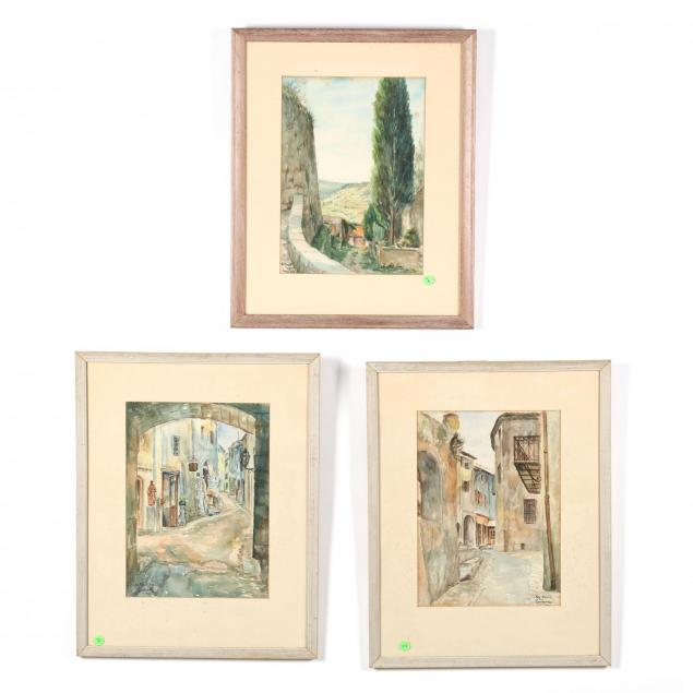 three-vintage-continental-school-watercolors
