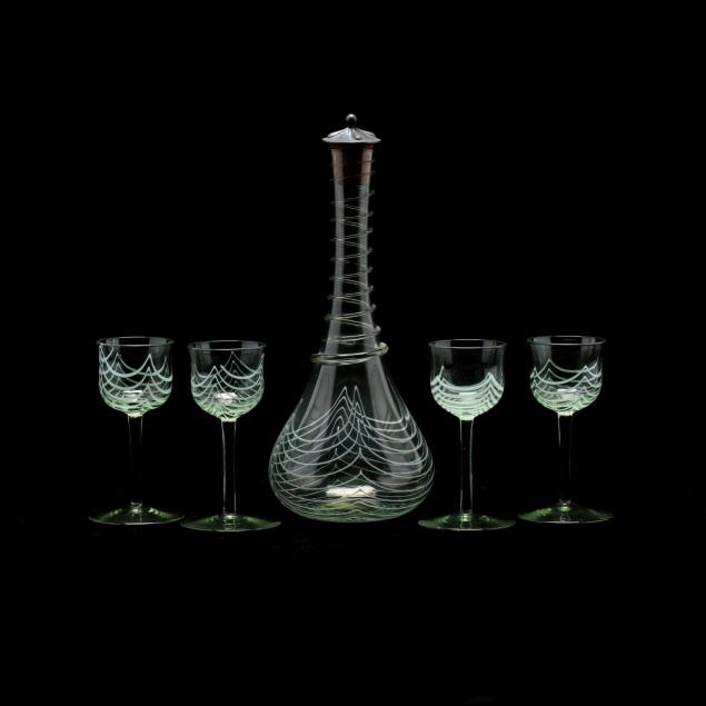 antique-venetian-art-glass-decanter-and-cordials