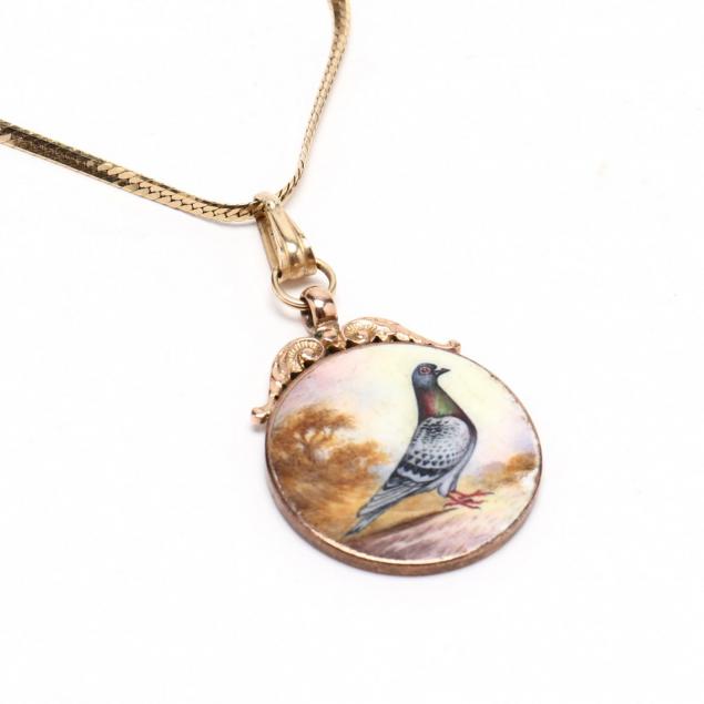 14kt-9kt-gold-and-rose-gold-painted-pheasant-necklace