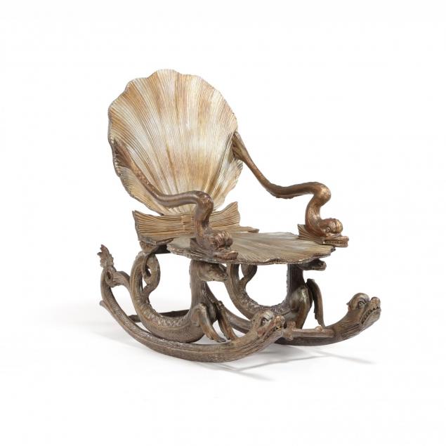 venetian-carved-and-gilded-sleigh-form-grotto-rocking-chair