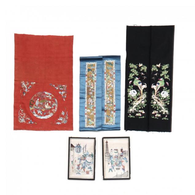 a-fine-group-of-chinese-embroidered-silks-and-export-paintings