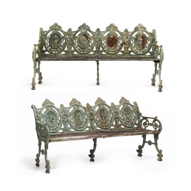 pair-of-renaissance-revival-cast-iron-garden-benches