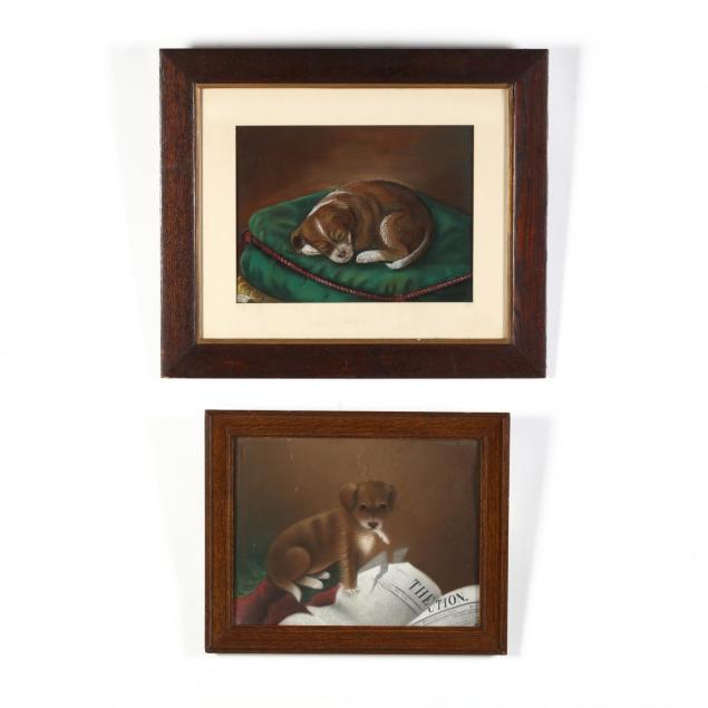 two-antique-folk-art-drawings-of-a-puppy