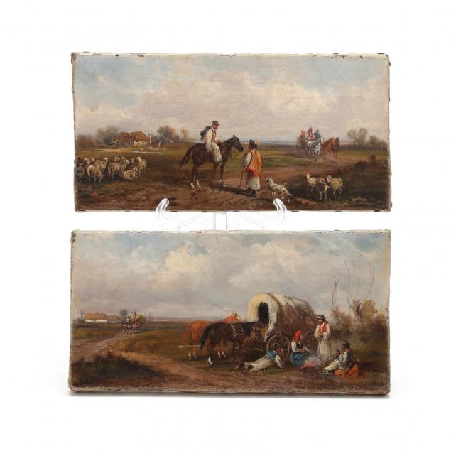 french-school-19th-century-pair-of-gypsy-caravan-views