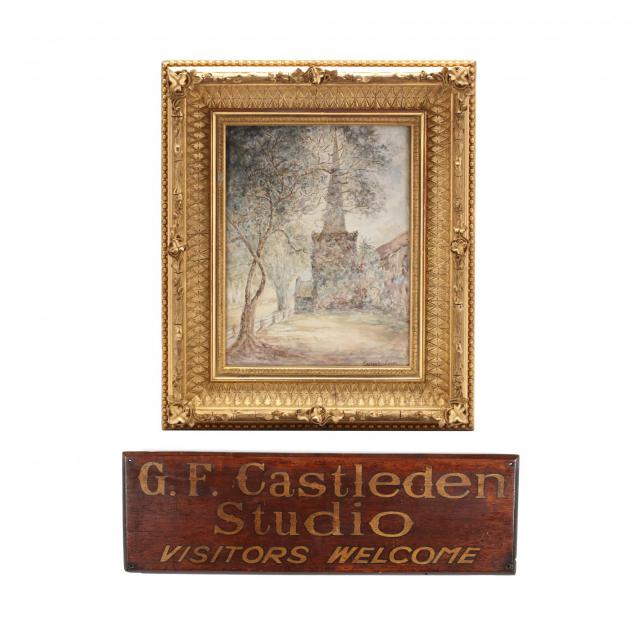george-castleden-la-1861-1945-watercolor-of-trinity-episcopal-church-st-augustine-fl-with-castleden-s-studio-sign