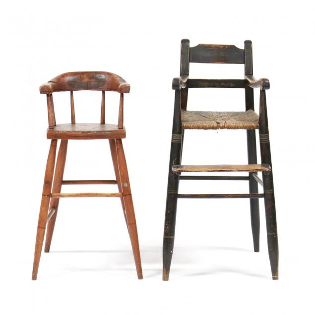 two-antique-american-child-s-high-chairs