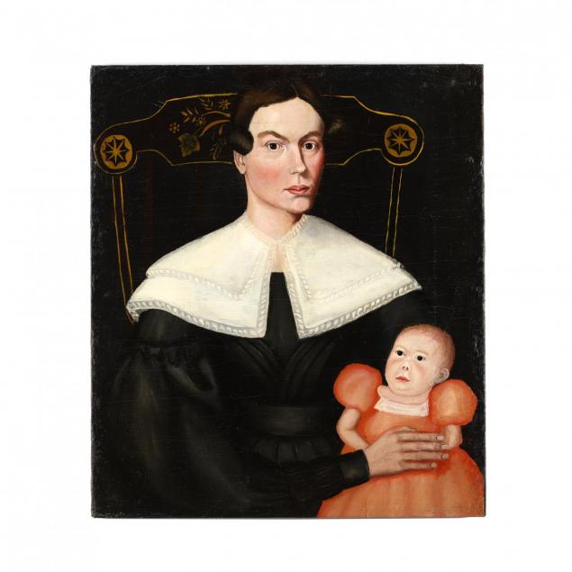 antique-american-folk-art-portrait-of-a-mother-and-child